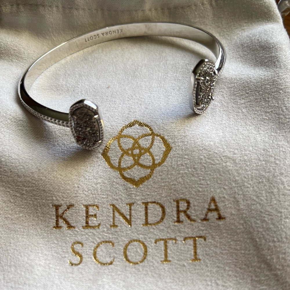 Kendra Scott Elton Silver Cuff Bracelet with Platinum Drusy